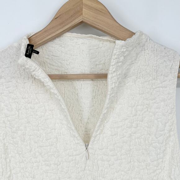 Massimo Dutti Textured Mock Neck Dress Sleeveless Turtleneck Midi, White - Picture 11 of 14